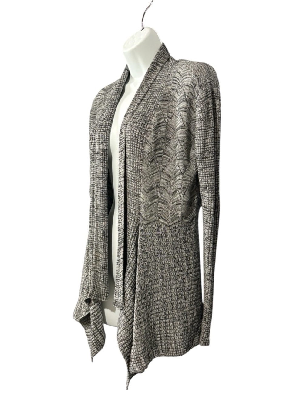 Belldini, Open Front Cotton Blend Cardigan Waterfall Drape Gray Women Medium - Picture 5 of 8